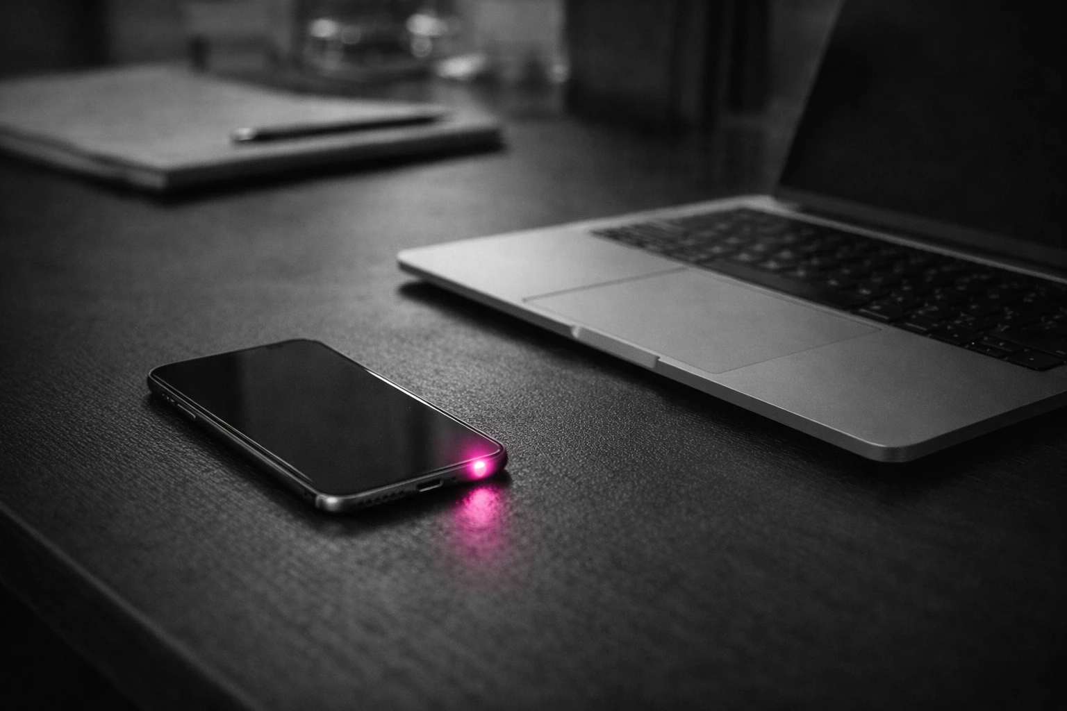 Téléphone et ordinateur sur un bureau