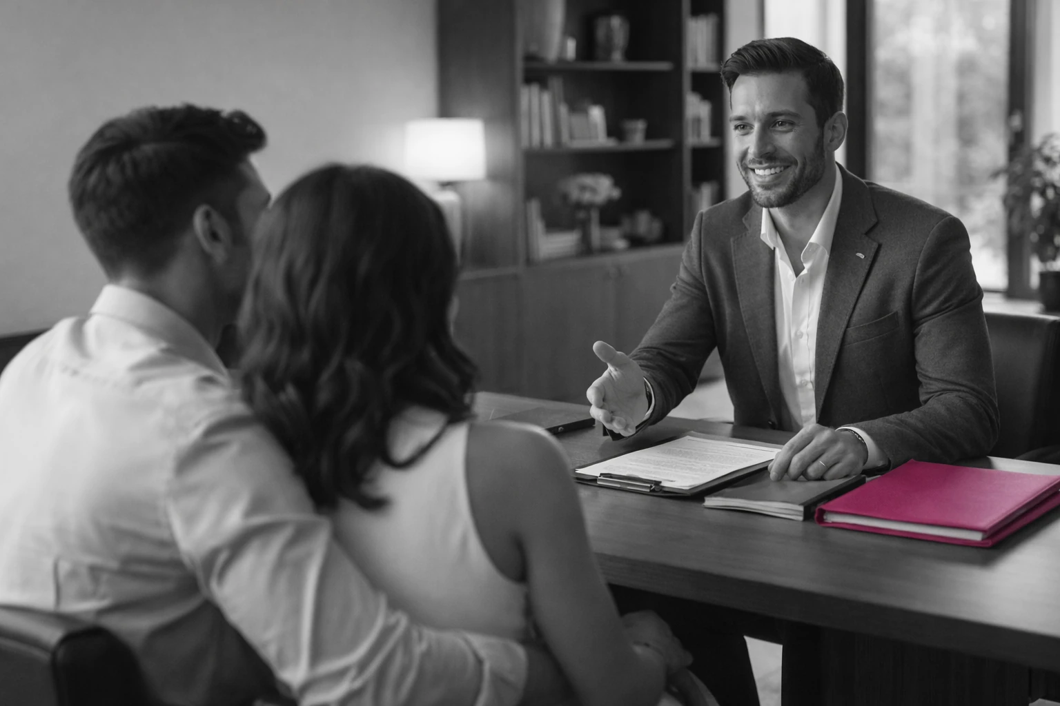 Entretien de conseil avec un couple, scène d’illustration