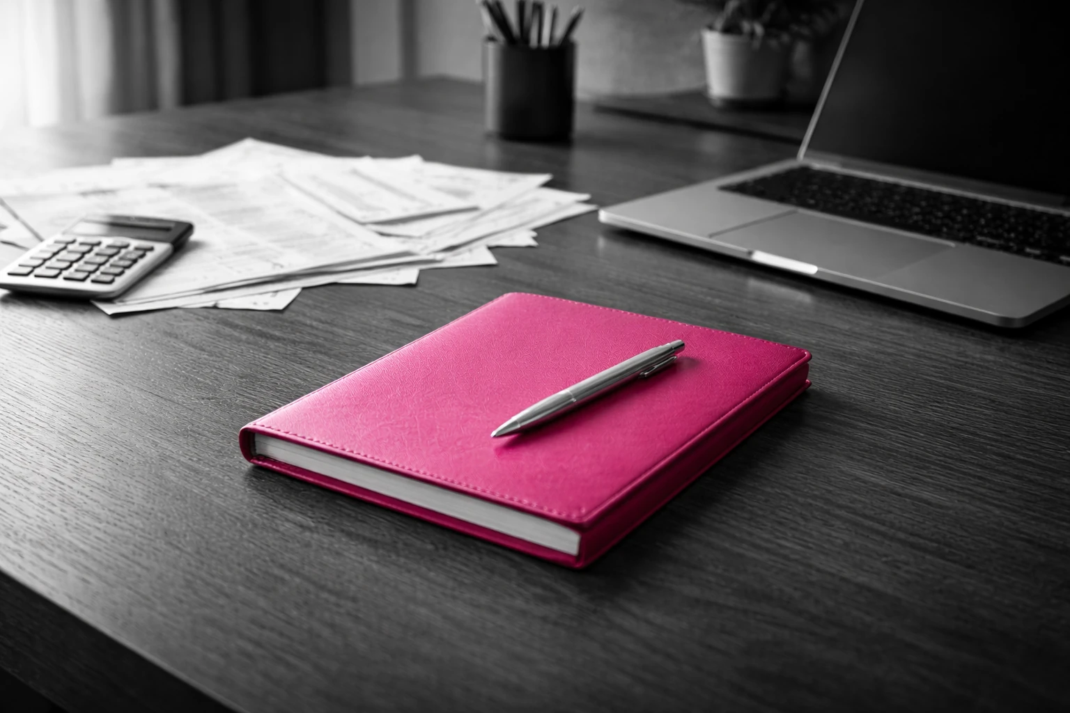 Documents et dossier fuchsia pour étudier les crédits
